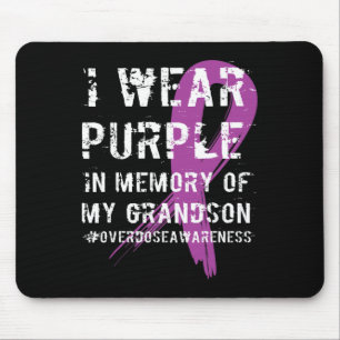 Overdose Awareness Memory of Grandson Purple Ribbo Mouse Mat