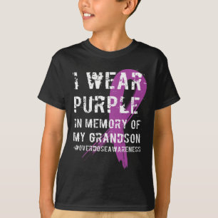 Overdose Awareness Memory of Grandson Purple Ribbo T-Shirt