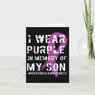 Overdose Awareness Memory Of Son Purple Ribbon  Card