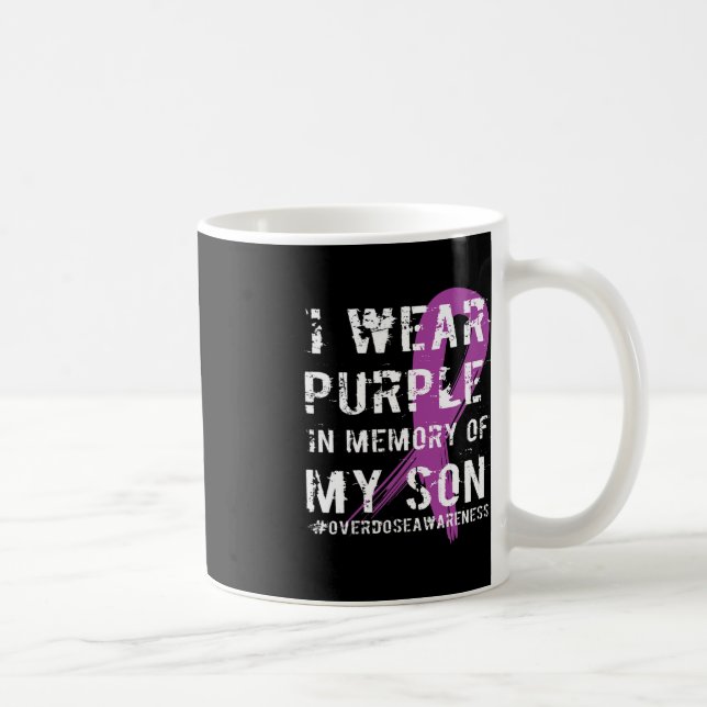Overdose Awareness Memory of Son Purple Ribbon  Coffee Mug (Right)