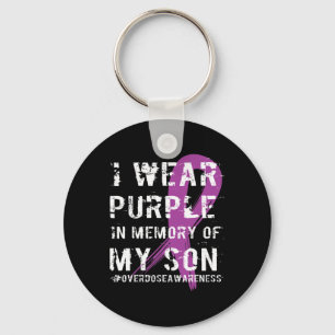 Overdose Awareness Memory of Son Purple Ribbon Key Ring