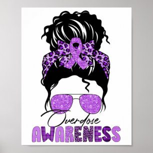Overdose Awareness Messy Hair Bun For Women 1  Poster