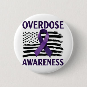 Overdose Awareness Month American Flag Ribbon 6 Cm Round Badge