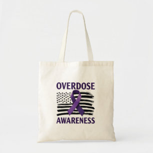 Overdose Awareness Month American Flag Ribbon Tote Bag