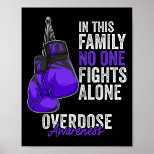 Overdose Awareness Month Boxing Gloves Purple Ribb Poster