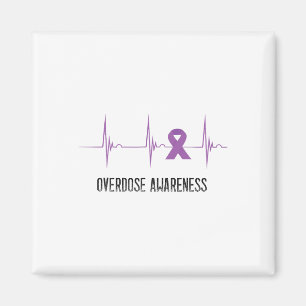 Overdose Awareness Month Heartbeat Ekg Pulse Purpl Magnet