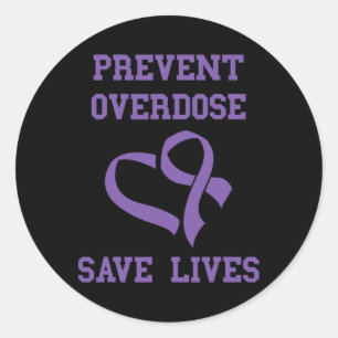 Overdose Awareness Month Prevent Overdose Purple R Classic Round Sticker