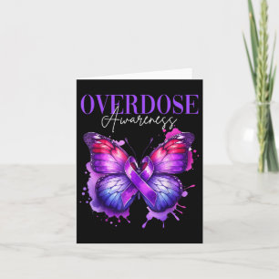 Overdose Awareness Month Purple Ribbon Butterfly Card