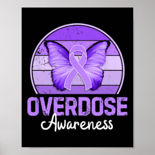 Overdose Awareness Month Purple Ribbon Butterfly Poster