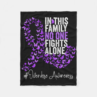 Overdose Awareness Month Purple Ribbon Fleece Blanket