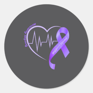 Overdose Awareness Month Purple Ribbon Heart Suprt Classic Round Sticker