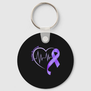 Overdose Awareness Month Purple Ribbon Heart Suprt Key Ring