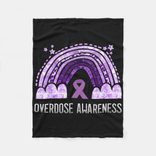Overdose Awareness Month Purple Ribbon Overdose Ra Fleece Blanket