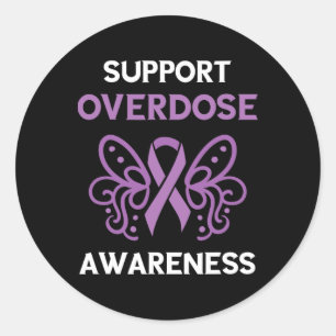 Overdose Awareness Month Purple Ribbon Support Ove Classic Round Sticker