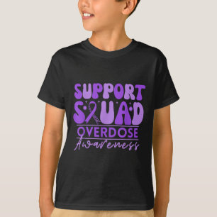 Overdose Awareness Month Purple Ribbon Support Squ T-Shirt