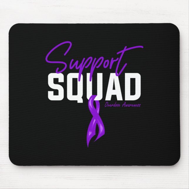 Overdose Awareness Month Support Squad Purple Ribb Mouse Mat (Front)