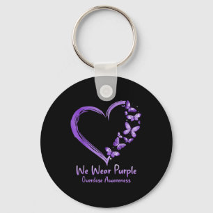 Overdose Awareness Purple Butterfly Heart Key Ring