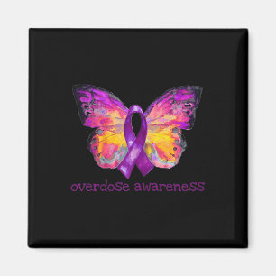 Overdose Awareness Purple Ribbon Butterfly Grief L Magnet