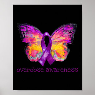 Overdose Awareness Purple Ribbon Butterfly Grief L Poster