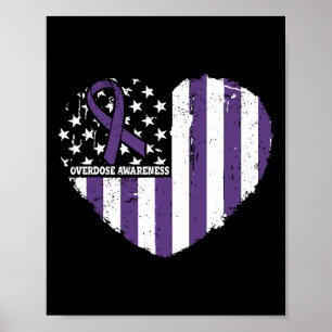 Overdose Awareness Purple Ribbon Drug Addiction 10 Poster