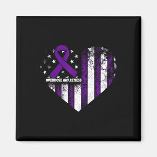 Overdose Awareness Purple Ribbon Drug Addiction 11 Magnet