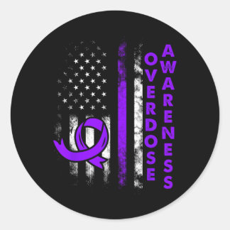 Overdose Awareness Purple Ribbon Drug Addiction 16 Classic Round Sticker