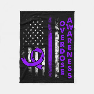 Overdose Awareness Purple Ribbon Drug Addiction 16 Fleece Blanket