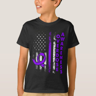 Overdose Awareness Purple Ribbon Drug Addiction 16 T-Shirt