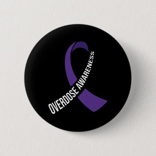 Overdose Awareness Purple Ribbon Drug Addiction 26 6 Cm Round Badge