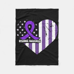 Overdose Awareness Purple Ribbon Drug Addiction 28 Fleece Blanket