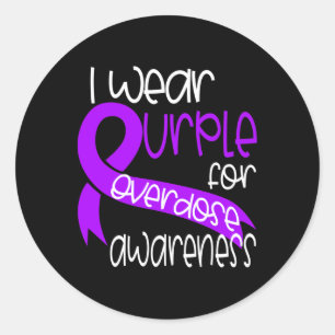 Overdose Awareness Purple Ribbon Drug Addiction 2 Classic Round Sticker