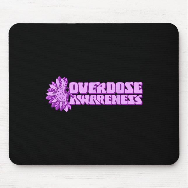 Overdose Awareness Purple Ribbon Drug Addiction 32 Mouse Mat (Front)