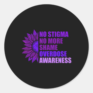 Overdose Awareness Purple Ribbon Drug Addiction 3 Classic Round Sticker