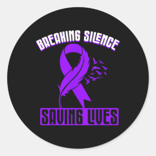 Overdose Awareness Purple Ribbon Drug Addiction 43 Classic Round Sticker