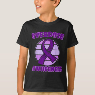 Overdose Awareness Purple Ribbon Drug Addiction 4  T-Shirt