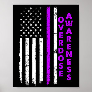 Overdose Awareness Purple Ribbon Drug Addiction 54 Poster