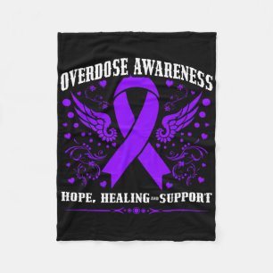 Overdose Awareness Purple Ribbon Drug Addiction 55 Fleece Blanket