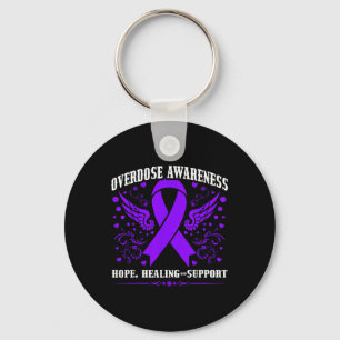 Overdose Awareness Purple Ribbon Drug Addiction 55 Key Ring