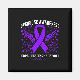 Overdose Awareness Purple Ribbon Drug Addiction 55 Magnet