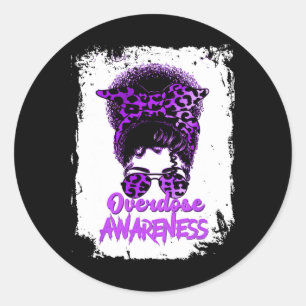 Overdose Awareness Purple Ribbon Drug Addiction 5 Classic Round Sticker