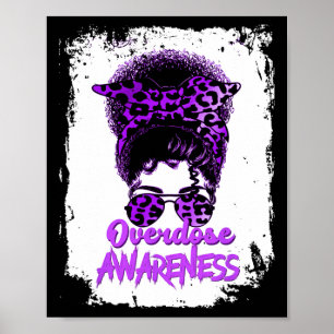 Overdose Awareness Purple Ribbon Drug Addiction 5  Poster