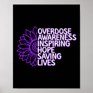 Overdose Awareness Purple Ribbon Drug Addiction 66 Poster