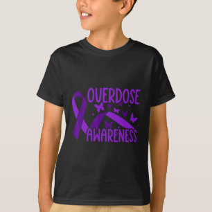 Overdose Awareness Purple Ribbon Drug Addiction 74 T-Shirt