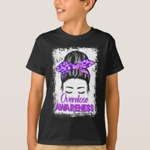 Overdose Awareness Purple Ribbon Drug Addiction 84 T-Shirt