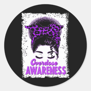 Overdose Awareness Purple Ribbon Drug Addiction 85 Classic Round Sticker
