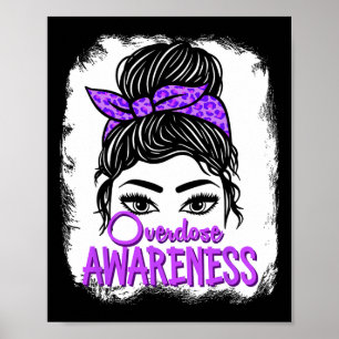 Overdose Awareness Purple Ribbon Drug Addiction 87 Poster