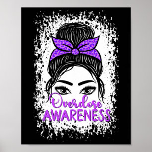 Overdose Awareness Purple Ribbon Drug Addiction 88 Poster
