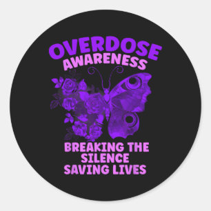 Overdose Awareness Purple Ribbon Drug Addiction 90 Classic Round Sticker