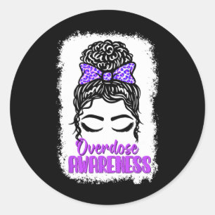 Overdose Awareness Purple Ribbon Drug Addiction 96 Classic Round Sticker