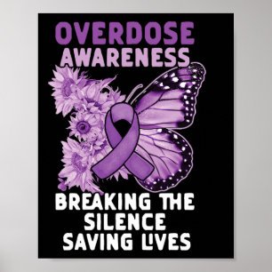 Overdose Awareness Purple Ribbon Drug Addiction 9 Poster